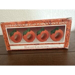 Vintage World Bazaars Rustic Pumpkin Ceramic Napkin Rings